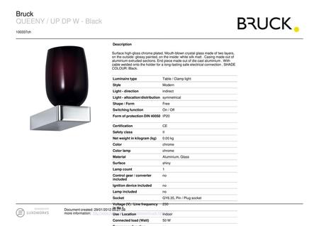 Bruck QUEENY / UP DP W - Black ch Description
