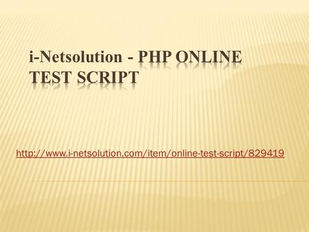 PHP online test script - i-netsolution