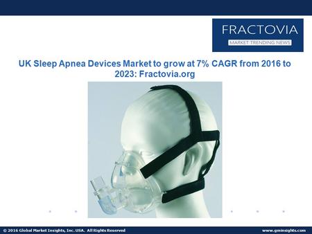© 2016 Global Market Insights, Inc. USA. All Rights Reserved  U.S. Sleep Apnea Devices Market to surpass $3bn by 2023 with 7.5% CAGR.