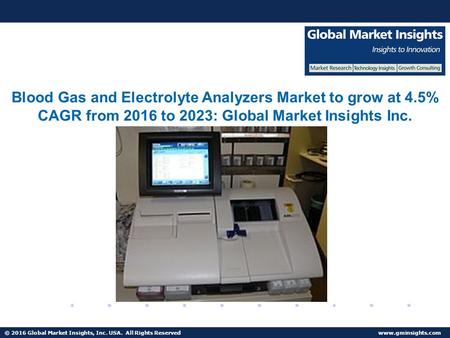 © 2016 Global Market Insights, Inc. USA. All Rights Reserved  U.S. Blood Gas & Electrolyte Analyzers Market to valued $200mn by 2023.
