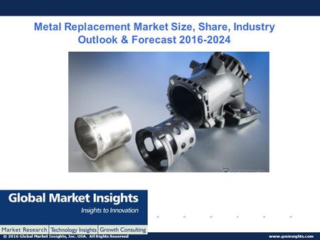 © 2016 Global Market Insights, Inc. USA. All Rights Reserved  Metal Replacement Market Size, Share, Industry Outlook & Forecast