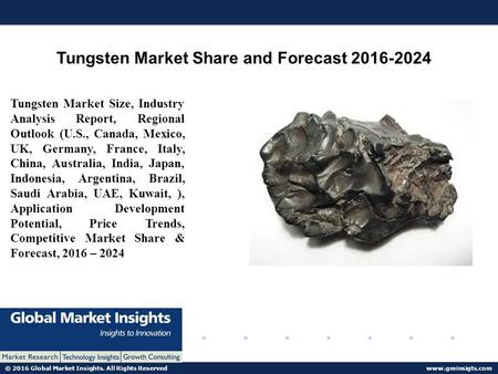 © 2016 Global Market Insights. All Rights Reserved  Tungsten Market Share and Forecast Tungsten Market Size, Industry Analysis.