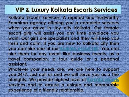 VIP & Luxury Kolkata Escorts Services