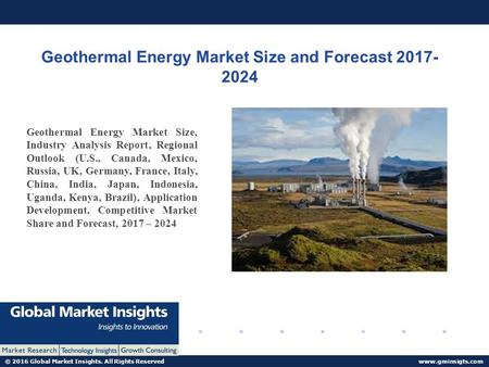 © 2016 Global Market Insights. All Rights Reserved  Geothermal Energy Market Size and Forecast Geothermal Energy Market Size,