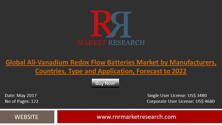 Global All-Vanadium Redox Flow Batteries Market by Manufacturers, Countries, Type and Application, Forecast to WEBSITE Date: