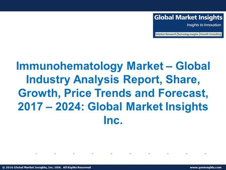 © 2016 Global Market Insights, Inc. USA. All Rights Reserved  Immunohematology Market Share, Segmentation, Report 2024