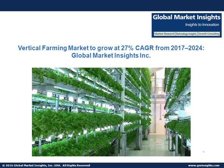 © 2016 Global Market Insights, Inc. USA. All Rights Reserved  Vertical Farming Market to grow at 27% CAGR from 2017–2024: Global Market.