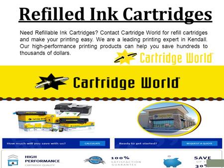 Refilled Ink Cartridges Need Refillable Ink Cartridges? Contact Cartridge World for refill cartridges and make your printing easy. We are a leading printing.