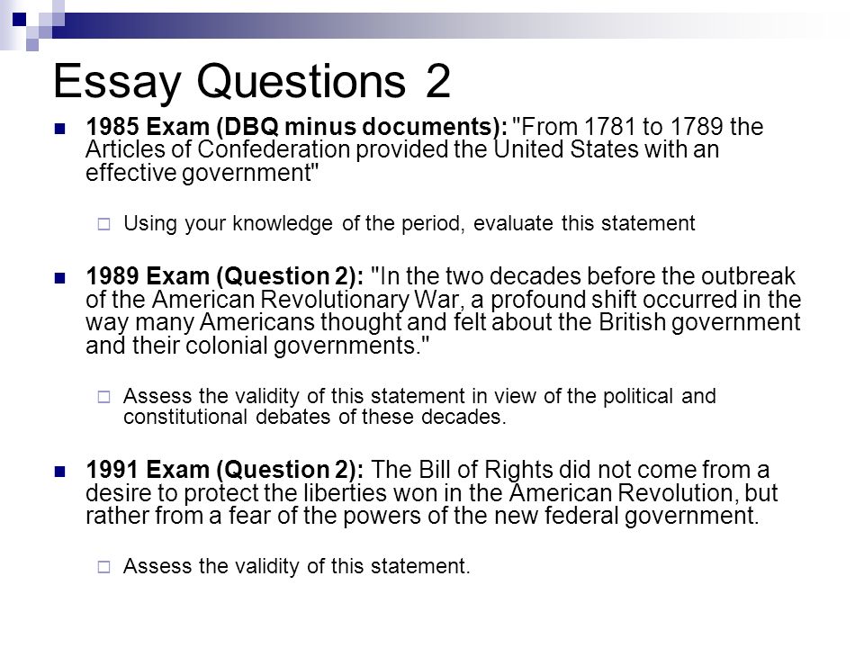 American revolution essay questions