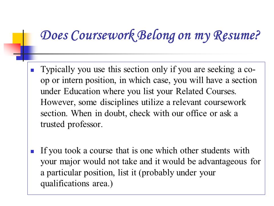should i include relevant coursework in a resume