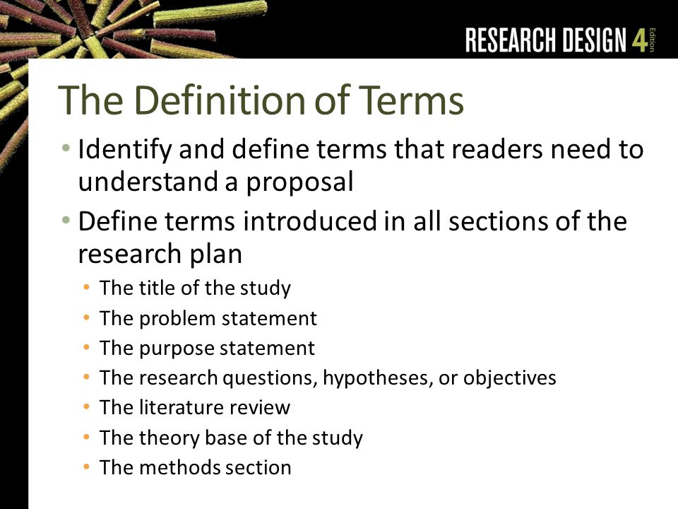 research paper definition of terms sample