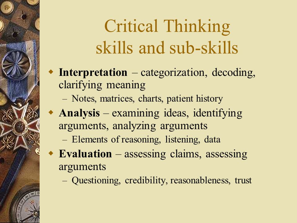 Critical Thinking Skills Chart Pdf