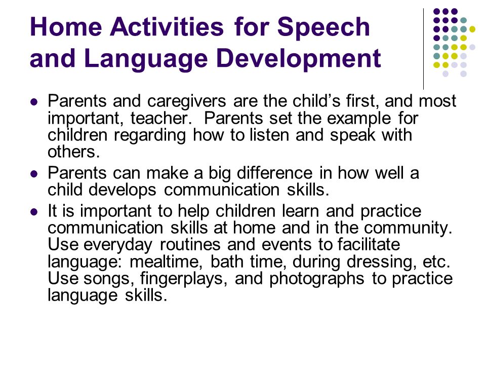 activities to support speech and language development