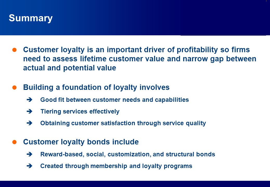 Drivers of customer loyalty and firm profitability research