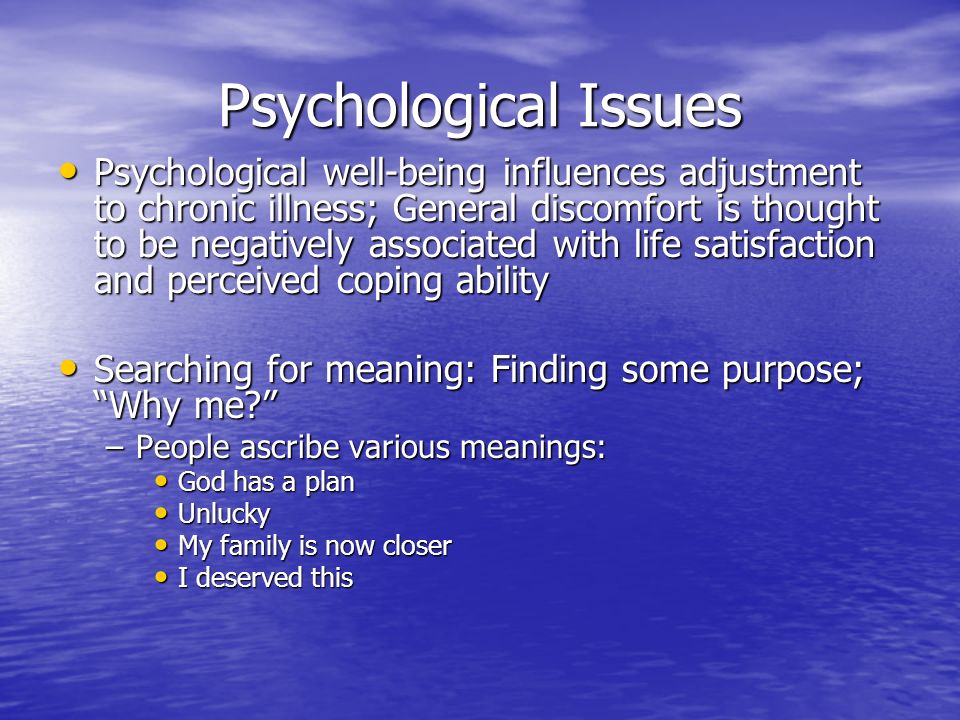 Review Psychological adjustment to chronic disease