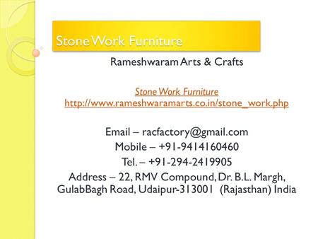 Stone Work Furniture Rameshwaram Arts & Crafts Stone Work Furniture   – Mobile.