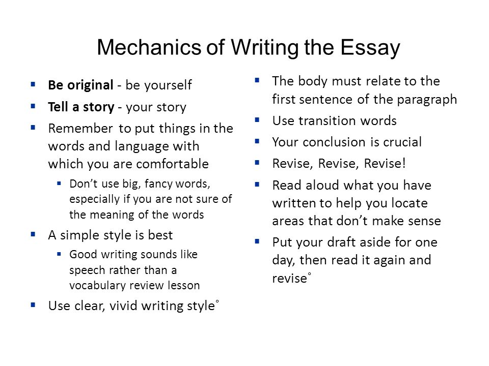 mechanics of writing