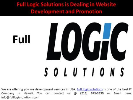 Full Logic Solutions is Dealing in Website Development and Promotion