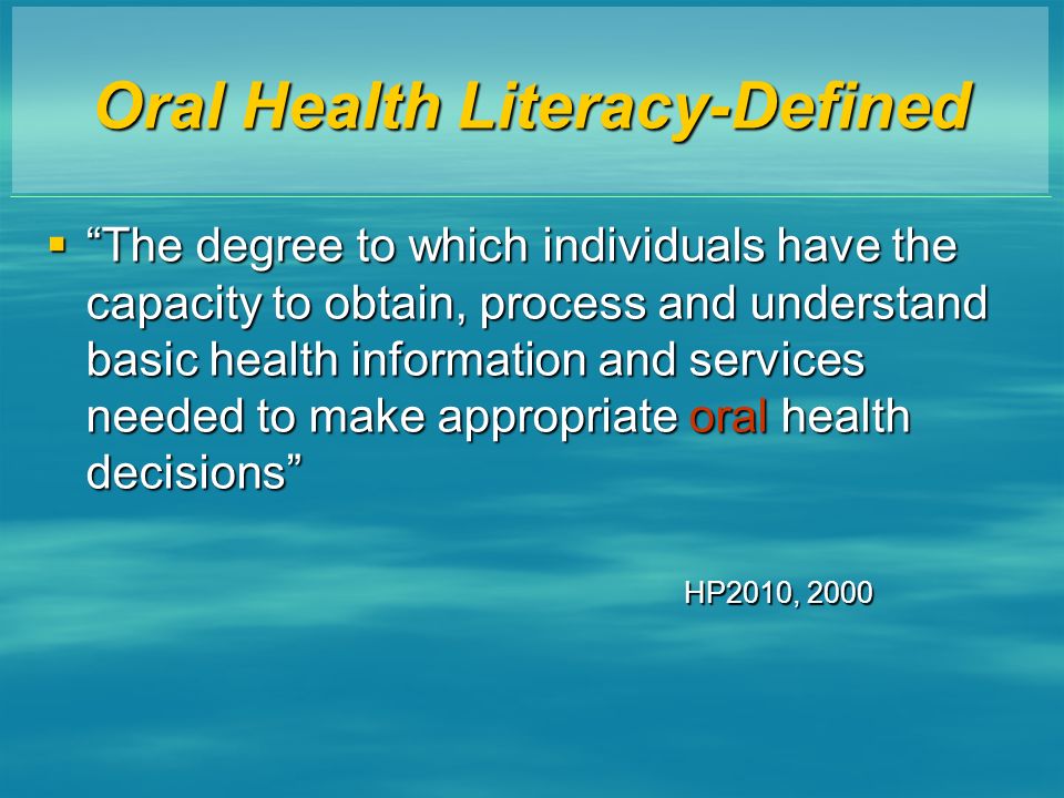 Oral Health Literacy 48