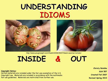OUT UNDERSTANDING IDIOMS INSIDE &