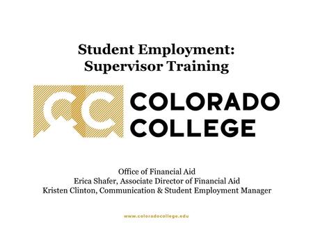 Student Employment: Supervisor Training