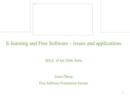 E-learning and Free Software – issues and applications
