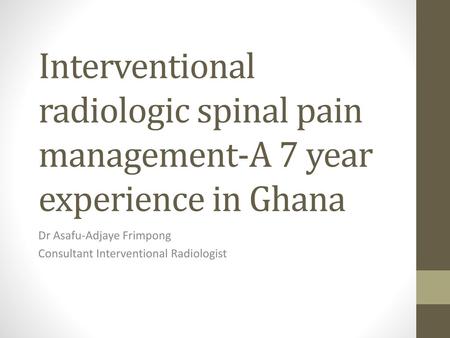 Dr Asafu-Adjaye Frimpong Consultant Interventional Radiologist