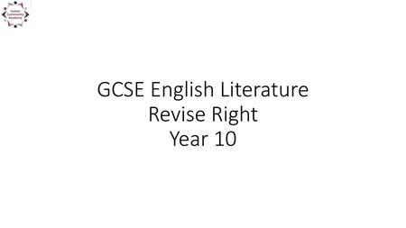 GCSE English Literature Revise Right Year 10