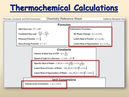 Thermochemical Calculations