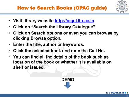 How to Search Books (OPAC guide)