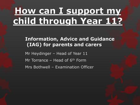 How can I support my child through Year 11?