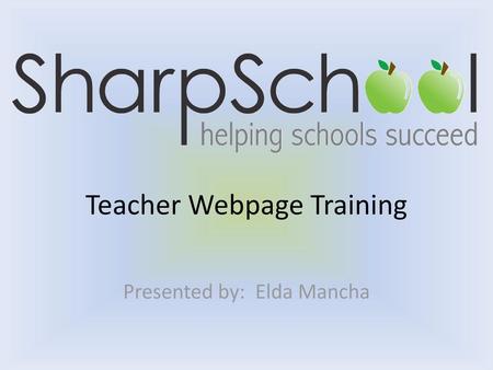 Teacher Webpage Training