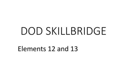 DOD SKILLBRIDGE Elements 12 and 13.