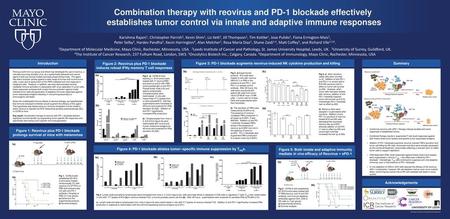 Combination therapy with reovirus and PD-1 blockade effectively establishes tumor control via innate and adaptive immune responses Karishma Rajani1, Christopher.