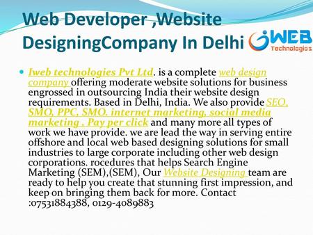 Web Developer ,Website DesigningCompany In Delhi