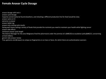 Female Anavar Cycle Dosage