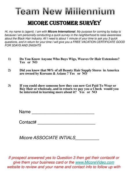 Micore Customer Survey