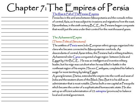 Chapter 7:The Empires of Persia