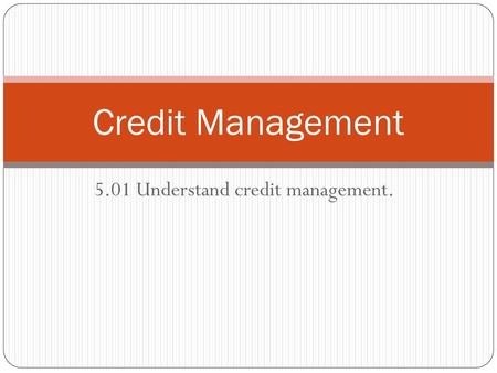 5.01 Understand credit management.