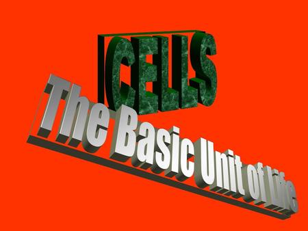 CELLS The Basic Unit of Life.