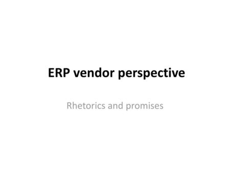 ERP vendor perspective