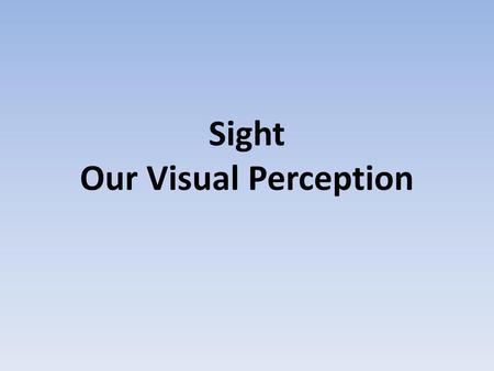 Sight Our Visual Perception