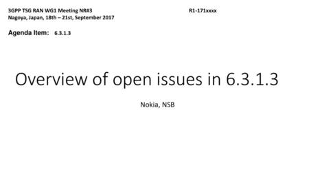 Overview of open issues in