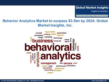 © 2016 Global Market Insights, Inc. USA. All Rights Reserved  Behavior Analytics Market to surpass $3.5bn by 2024: Global Market Insights,