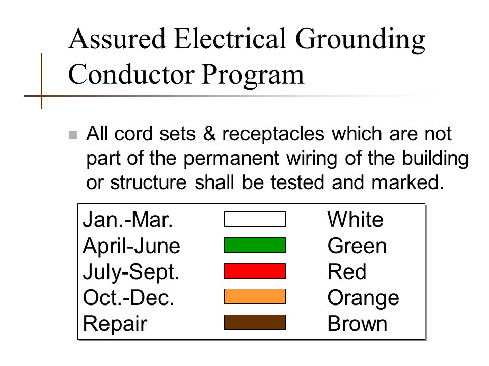 Assured Grounding Program Color Chart