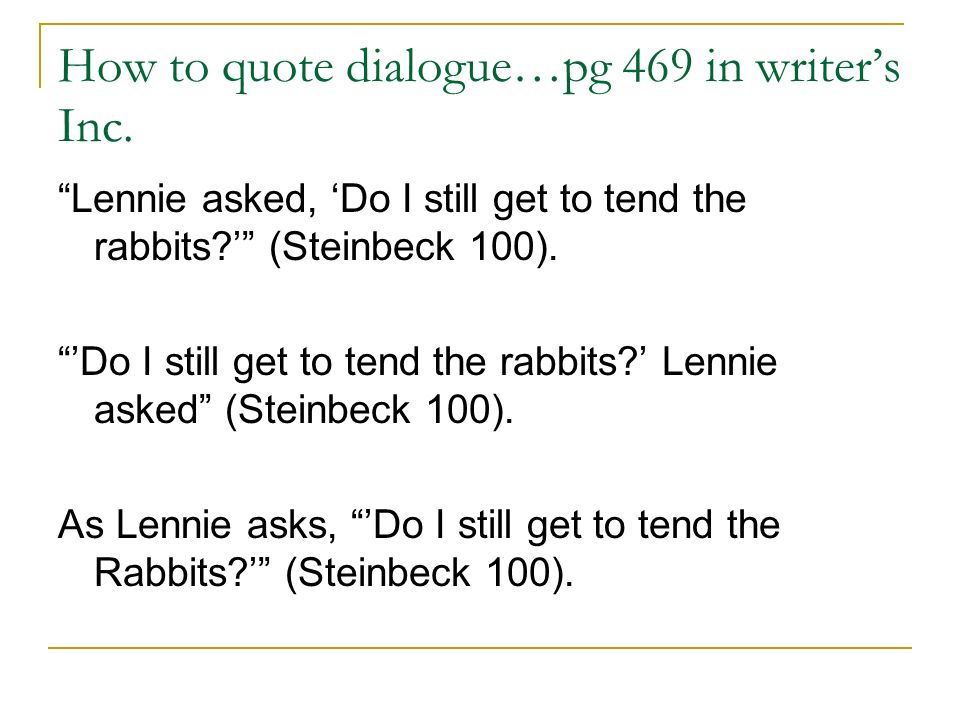 how to quote a dialogue