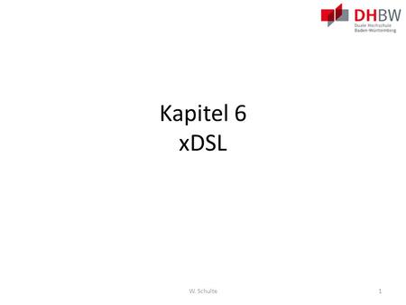 Kapitel 6 xDSL W. Schulte1. Kapitel 6 6.0 Introduction 6.1 Teleworking 6.2 Comparing Broadband Solutions 6.3 Configuring xDSL 6.4 Summary.