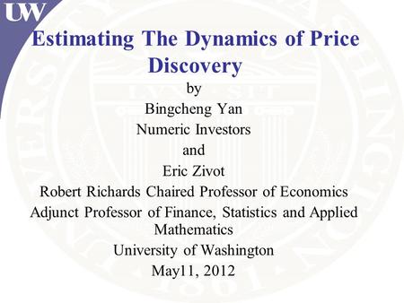 Estimating The Dynamics of Price Discovery