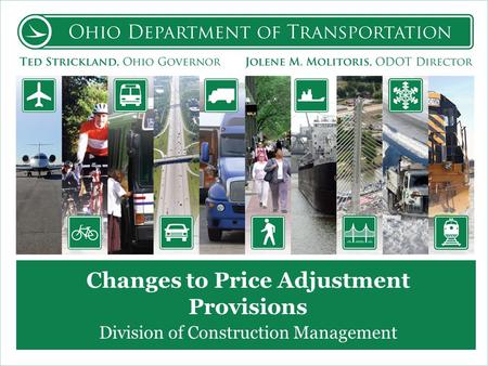 Changes to Price Adjustment Provisions Division of Construction Management.