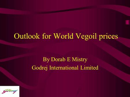 Outlook for World Vegoil prices